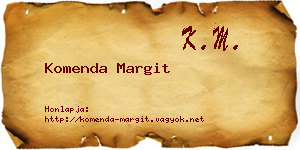Komenda Margit névjegykártya